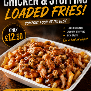 Chicken & stuffing loaded fries