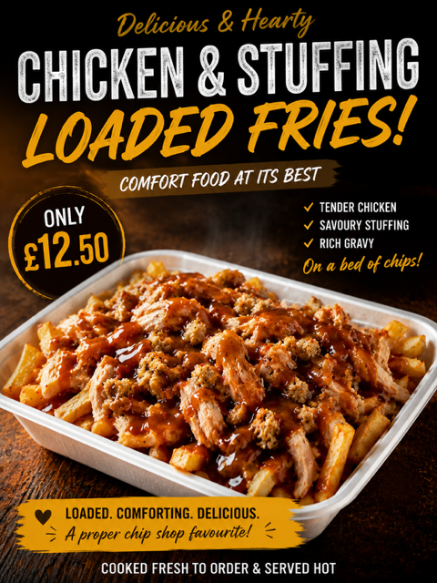 Chicken & stuffing loaded fries